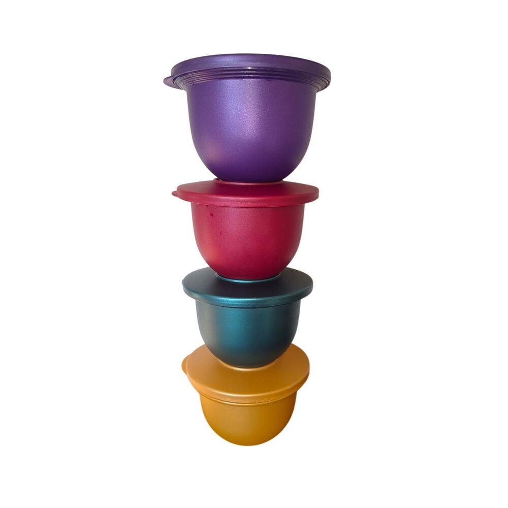 Vintage 90s Set of 4 Jewel-Tone Tupperware Containers Retro Kitchen NWOT